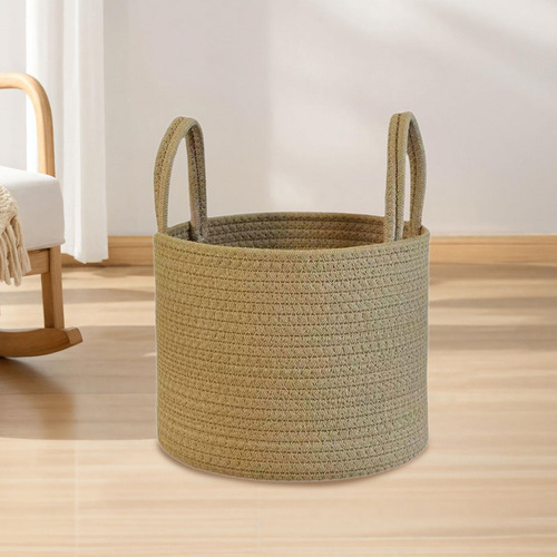 Cesta Redonda Tejida Para La Colada Con Asas Para S