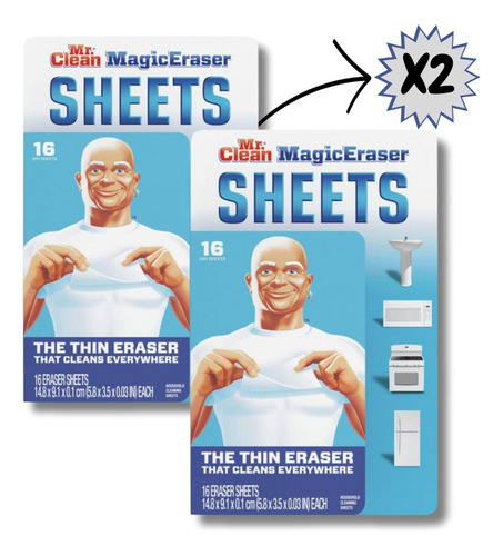 Toallitas De Limpieza Mr Clean Magic Eraser 16 Ct Pack 2