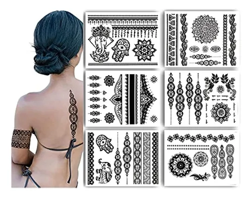 Terra Tatuajes Tatuajes Temporales De Henna Negra Más De 75