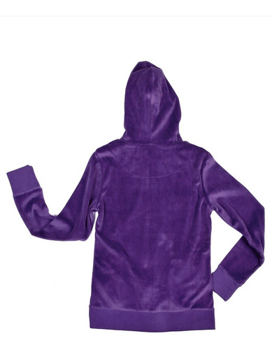 Imagem 3 de 3 de Blusa Moletom Em Veludo Com Capuz Zíper E Bolsos Canguru