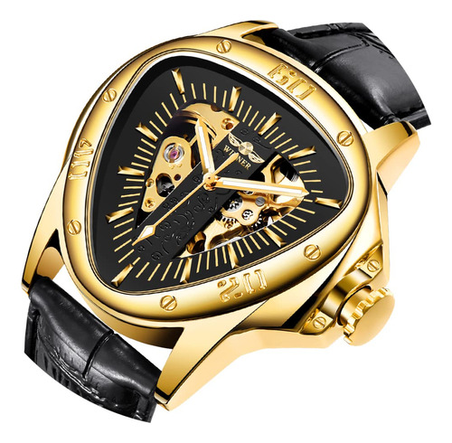 Reloj De Esqueleto Dorado Triangular Para Hombre, Reloj De P