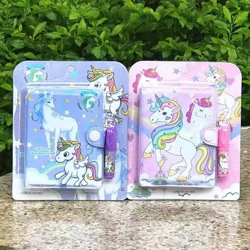 Kit Mini Caderno Bloco De Notas Com Mini Caneta-unicórnio