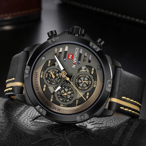 Reloj Hombre Naviforce 9110 Lujo Deportivo Cuero Original