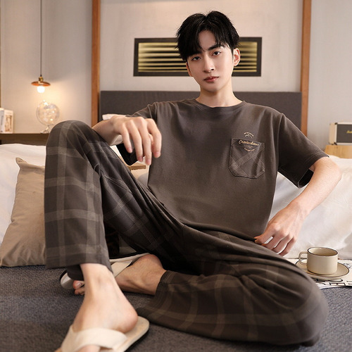 Conjunto De Pijama De Algodón Para Hombre, Verano