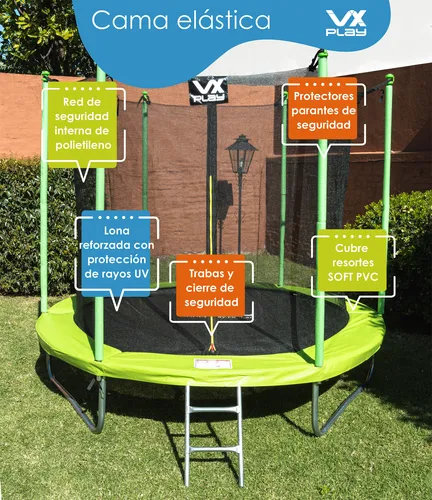 Cama Elástica Con Red De Seguridad Vx Play 2,10 Mts Ps