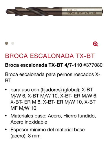 Broca Escalonada Tx-btBroca Escalonada Tx-bt 4/7-110 #3770