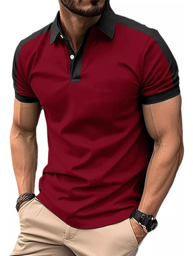 Hombre Casual Moda Polo Negocios Patchwork Camiseta Color
