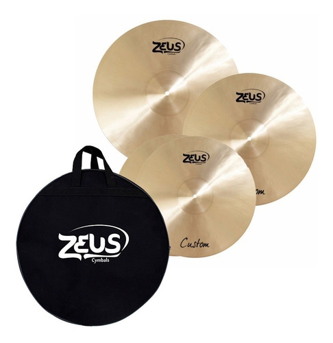 Kit Pratos Zeus Custom Set C 14 16 20 B20 + Par Baquetas