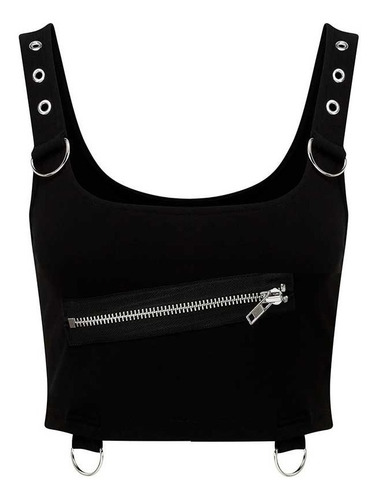 Top Musculosa Cierre, Ojalillos Y Aros D Goth/dark/kawaii