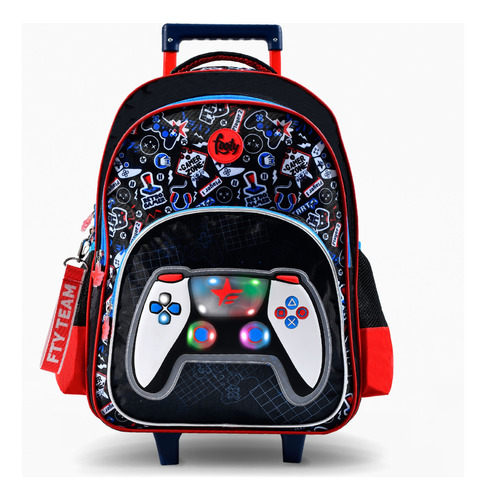 Mochila Con Carro Footy Gamer Joystick 18  Rojo (4224)