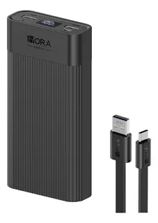 Power Bank 1hora Batería Portátil 20000mah 2.1a Con 2 Puertos Y Pantalla Led Compatible con Ip Samsung Xiaomi, Incluye Cable Tipo C