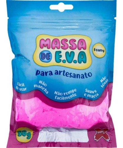 Massinha De Modelar Massa Eva Artesanato Divertido Rosa 50g