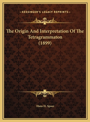 Libro The Origin And Interpretation Of The Tetragrammaton...