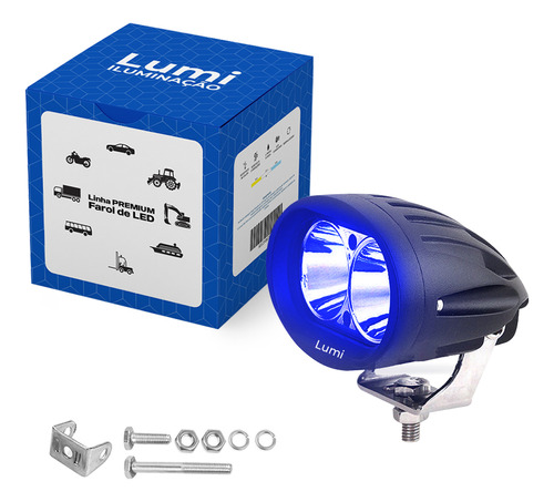 Par Refletor Holofote Luminaria Farol 2 Leds 12v/24v Cor Da Carcaça Preto Cor Da Luz Azul Lumi