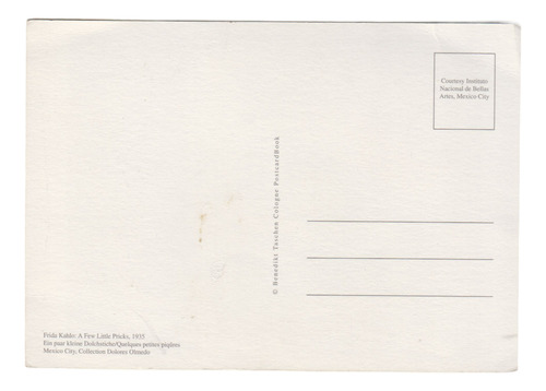 Arte Mexico Frida Kahlo Postal Unos Cuantos Piquetitos Color (Usado)