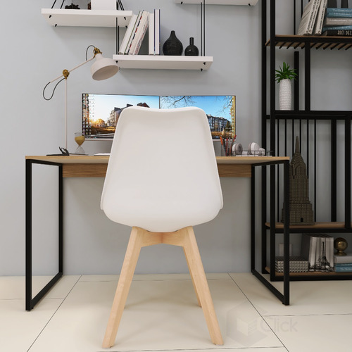 Mesa Computador Escrivaninha Notebook + 1 Cadeira Sem Braço Cor Branco