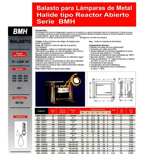 Balasto - Balastro  Metal Halide 400w 208v - 240v - 277v