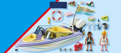 Playmobil Lancha Pareja Agua Accesorios 2 Figuras 68pc 71366 Lancha Pareja
