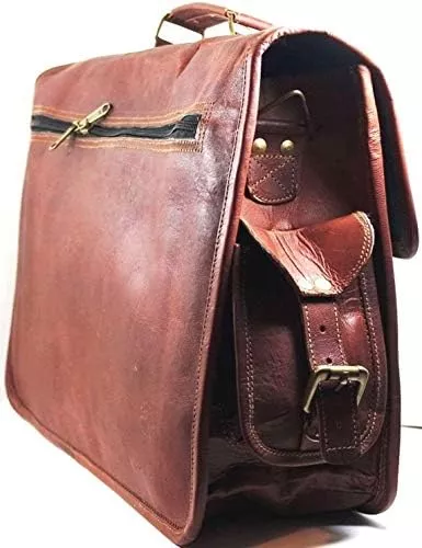 Bolso de mano hombre vintage en piel auténtica de color marrón