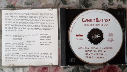 Camerata Bariloche Dir Elias Khayat - Cd M&m 1996 Excelente (Usado)