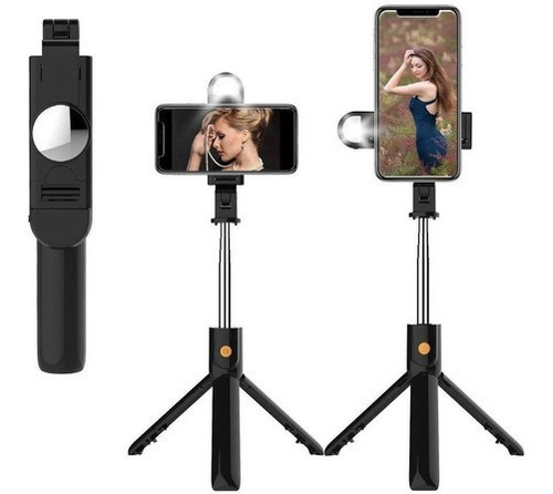 Imagem 2 de 3 de Bastão Pau Selfie Tripé Com Led Controle Bluetooth P Celular