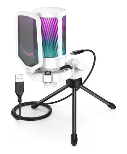 Microfone Condensador Fifine AmpliGame A6V Com Luz RGB Para Strea...