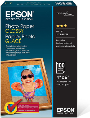  Epson Photo Paper Glossy - Borderless - (100 Sheets) 