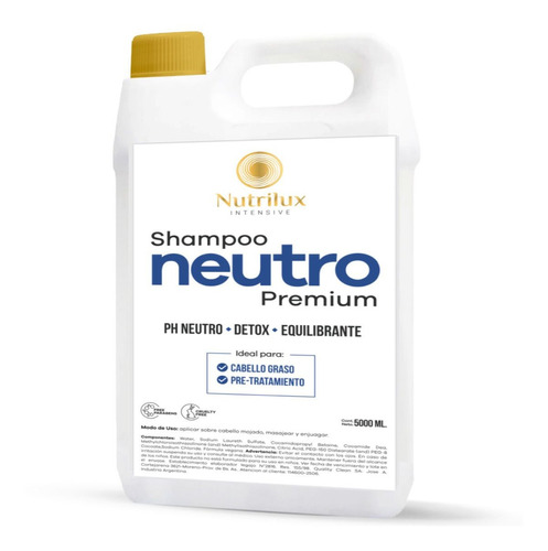 Shampoo Neutro X5 Litros Premium Ph7 Brillo Sin Sal Luxury