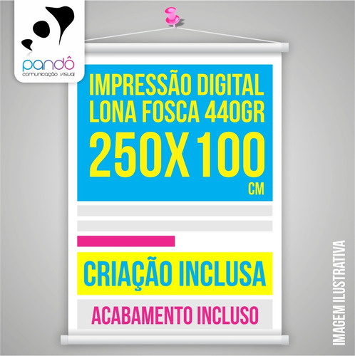 Banner Faixa Lona Personalizada; 250 X 100cm; 2,5x1 M; Arte