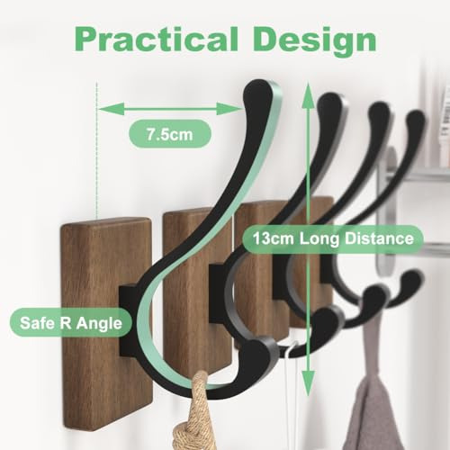 Ganchos De Pared De Madera Para Colgar - Paquete De 4 Gancho