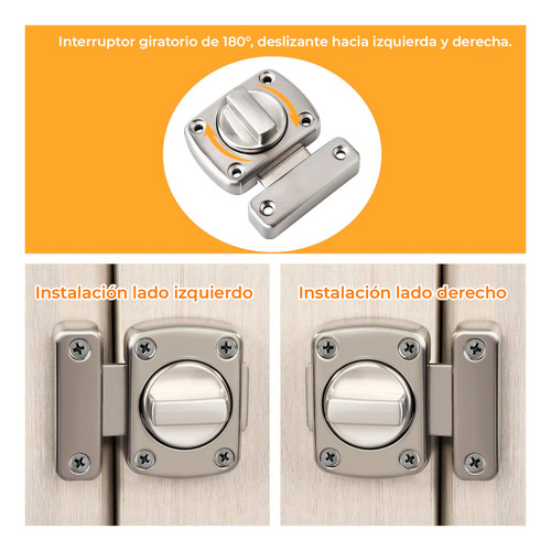 Pasador De Seguridad Postizo Metálico Niquelado Para Aberturas | Uso En Puertas Y Ventanas | Inomax Im8029
