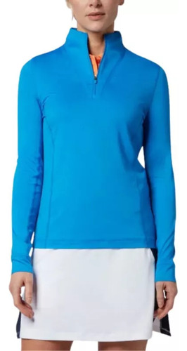 Playera Golf Callaway Solid Sun Protection Azul Mujer Cgkfc0