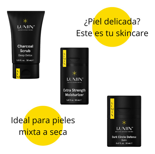 Trio Facial Crema Piel Sensible Exfoliante Bálsamo De Ojos