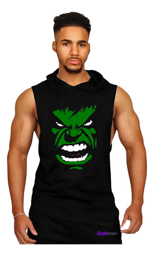 Polera Musculosa Capucha Hulk Avenger Sudadera Gym Grafimax