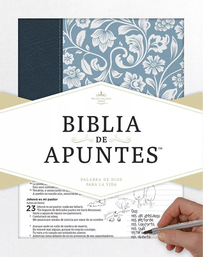 Rvr 1960 Biblia De Apuntes - Azul - Piel Genuina Y Tela...
