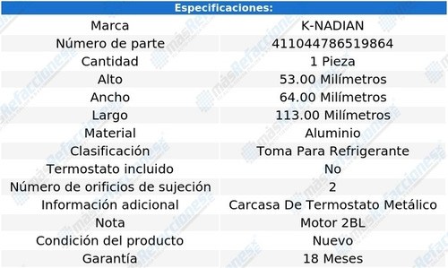 Toma Anticongelante Aluminio 2 Pernos Jimmy V8 5.0l 70 Al 72