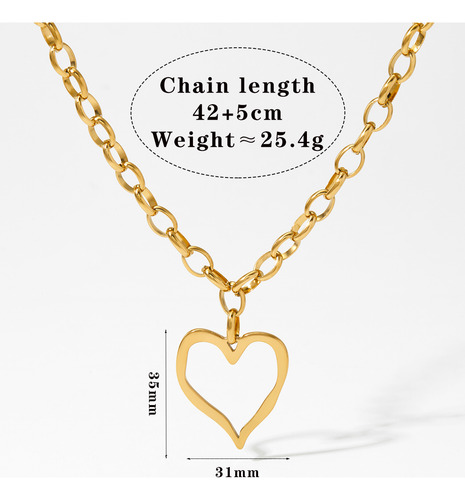 Collar Grueso Con Dije De Corazón Irregular En Oro O Plata Dorado