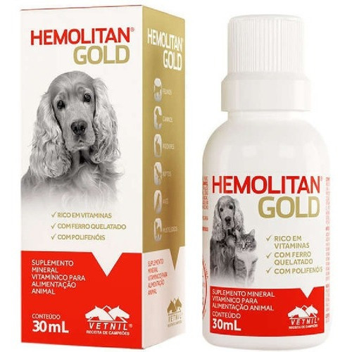 Hemolitan Gold Vetnil Para Cães E Gatos 60ml