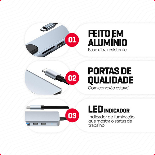Adaptador Hub Macbook Air M1 M2 E Pro 8 Em 1 Usb-c Hdmi 4k