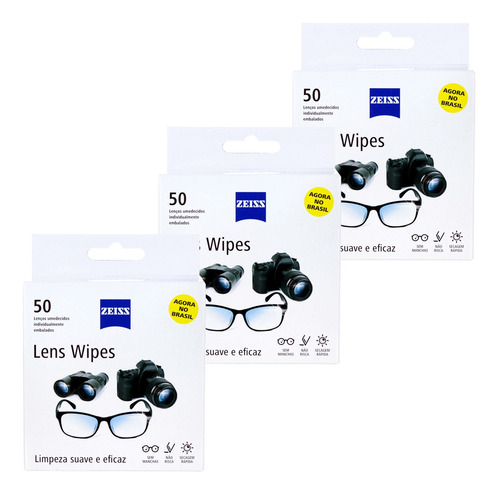 Imagem 2 de 7 de Kit 3 Cx De 50 Un Ou Kit De 5 Cx De 30un Lens Wipes Zeiss