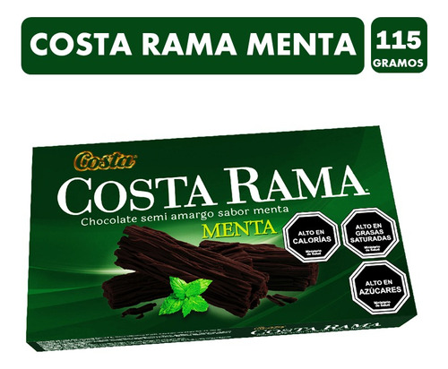 Costa Rama Menta, Chocolate Semi Amargo Sabor Menta 115 Gr