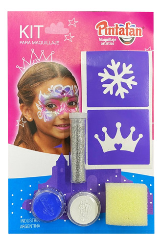 Kit Maquillaje Artistico 2 Pinturas Stencil Princesa Brillos