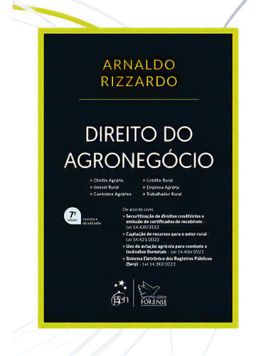 Direito Do Agronegócio, De Rizzardo, Arnaldo. Editora Forense, Capa Mole Em Português, 2023