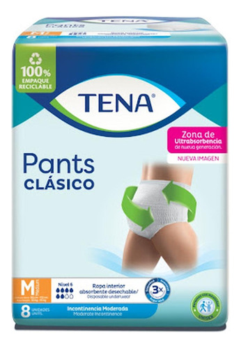 Ropa Interior Absorbente Tena Pants Clásico Mx8