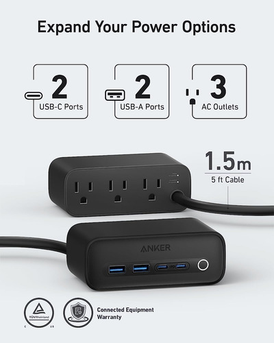 Estación De Carga Anker 525, Strip Power Strip C Usb C 7-in-