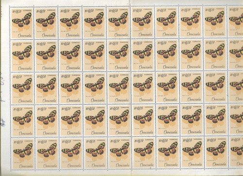 Imagen 1 de 6 de Serie Estampillas  Fauna_mariposas 1966 Hojas De 50  Detall