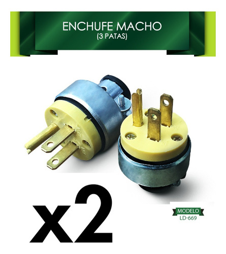 Enchufe Metalico Macho 2polos + Amarillo Pack 2 Ilum Ven