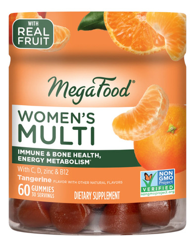 Megafood Womens Multi Multivitaminico Mujeres 60 Gomitas Sabor Mandarina