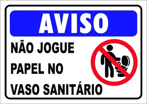 10 Placas - Aviso Não Jogue Papel No Vaso Sanitário 10x15