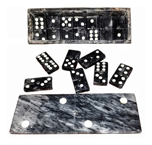 Juego De Dominó De Mármol Gris Oscuro. 28 Fichas.